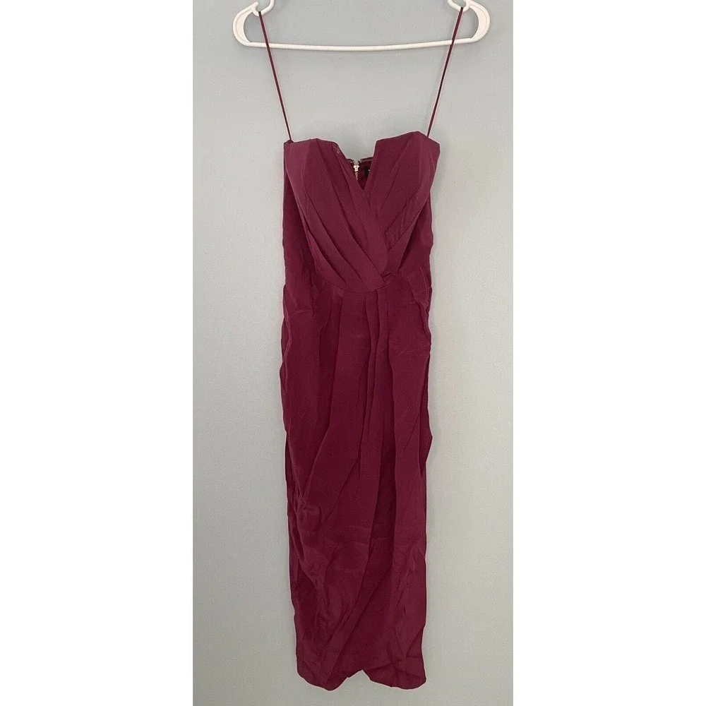 Yumi Kim Glamour Night MIDI Dress Silk Burgundy Size XS NWT! Retail $268 - Picture 2 of 8
